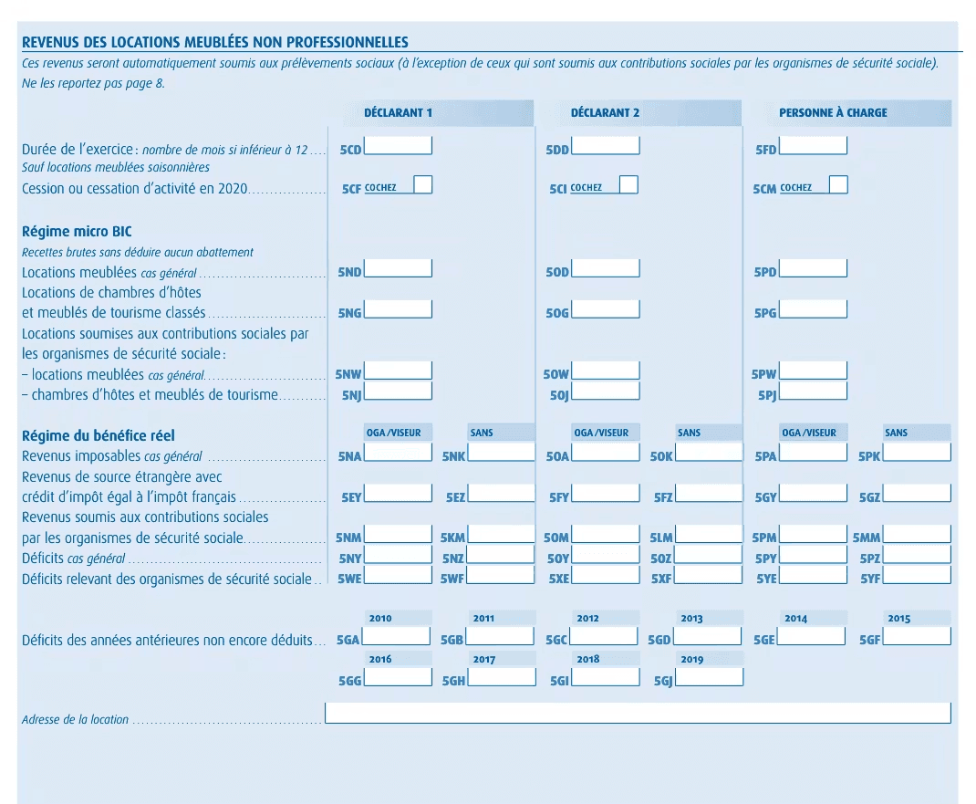 Capture d'écran du site des impôts